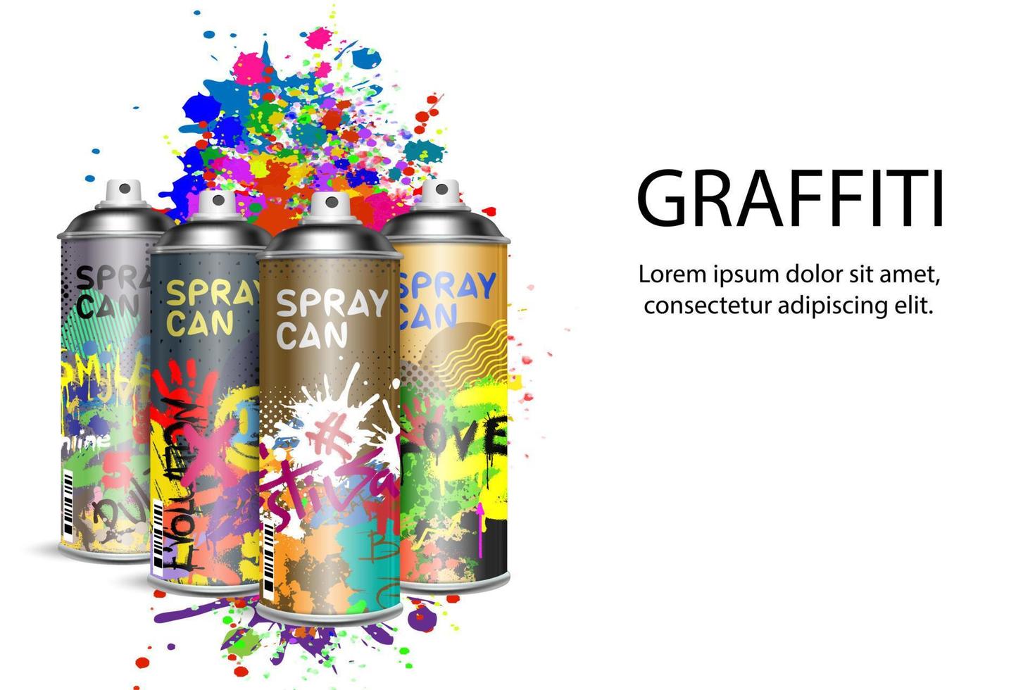 Aerosol Farbe zum Graffiti mit Kunst Design Elemente. Design Vorlage, Poster. vektor