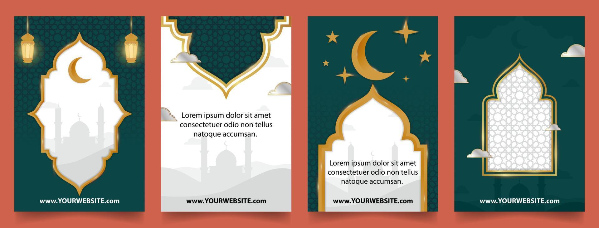 uppsättning lyx islamic ramadan vertikal design vektor mall bakgrund. islamic ramadan tema. vektor illustrationer eps10