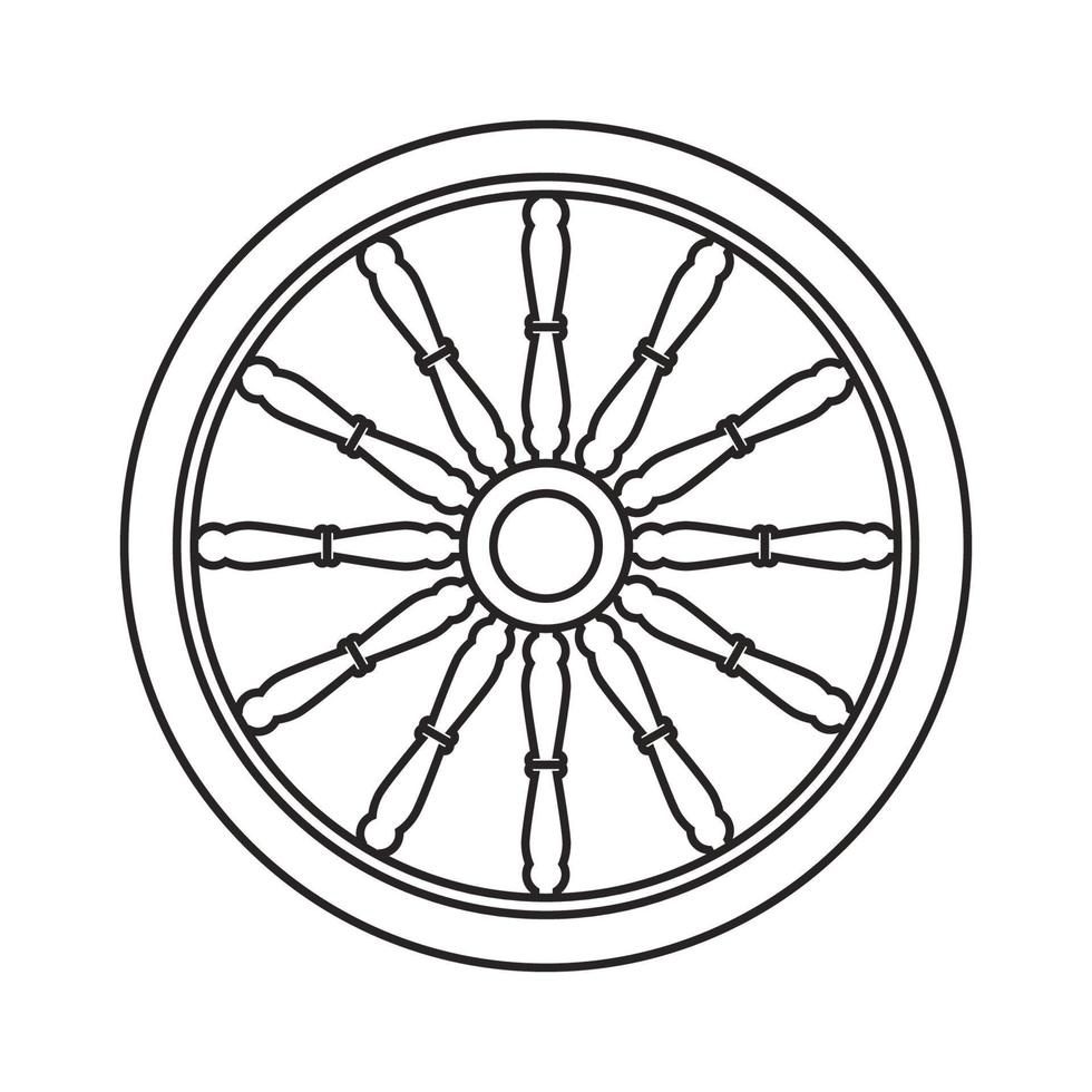 gammal trä- hjul ikon vektor