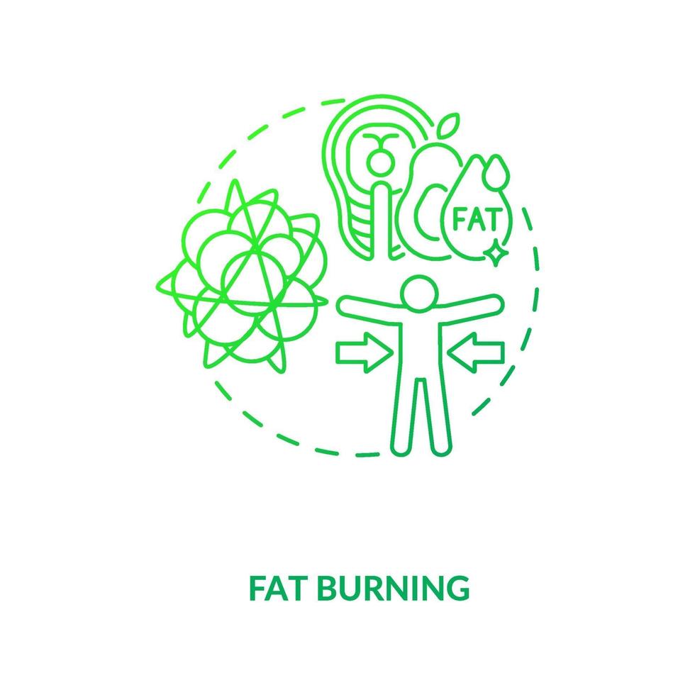 fettförbränning mörkgrön konceptikon vektor