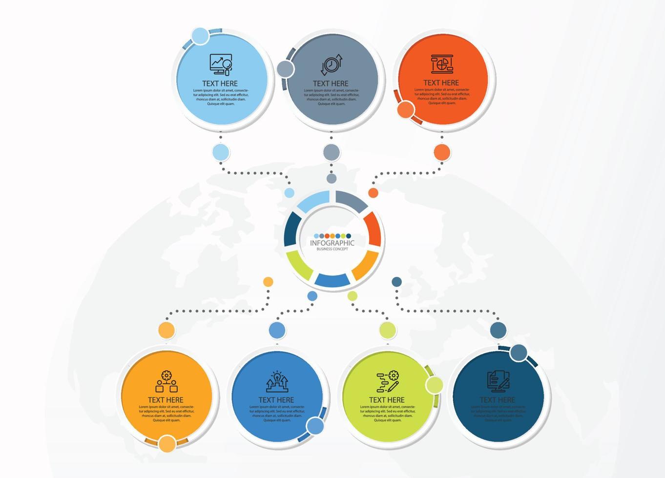 infographic med 7 steg, bearbeta eller alternativ. vektor