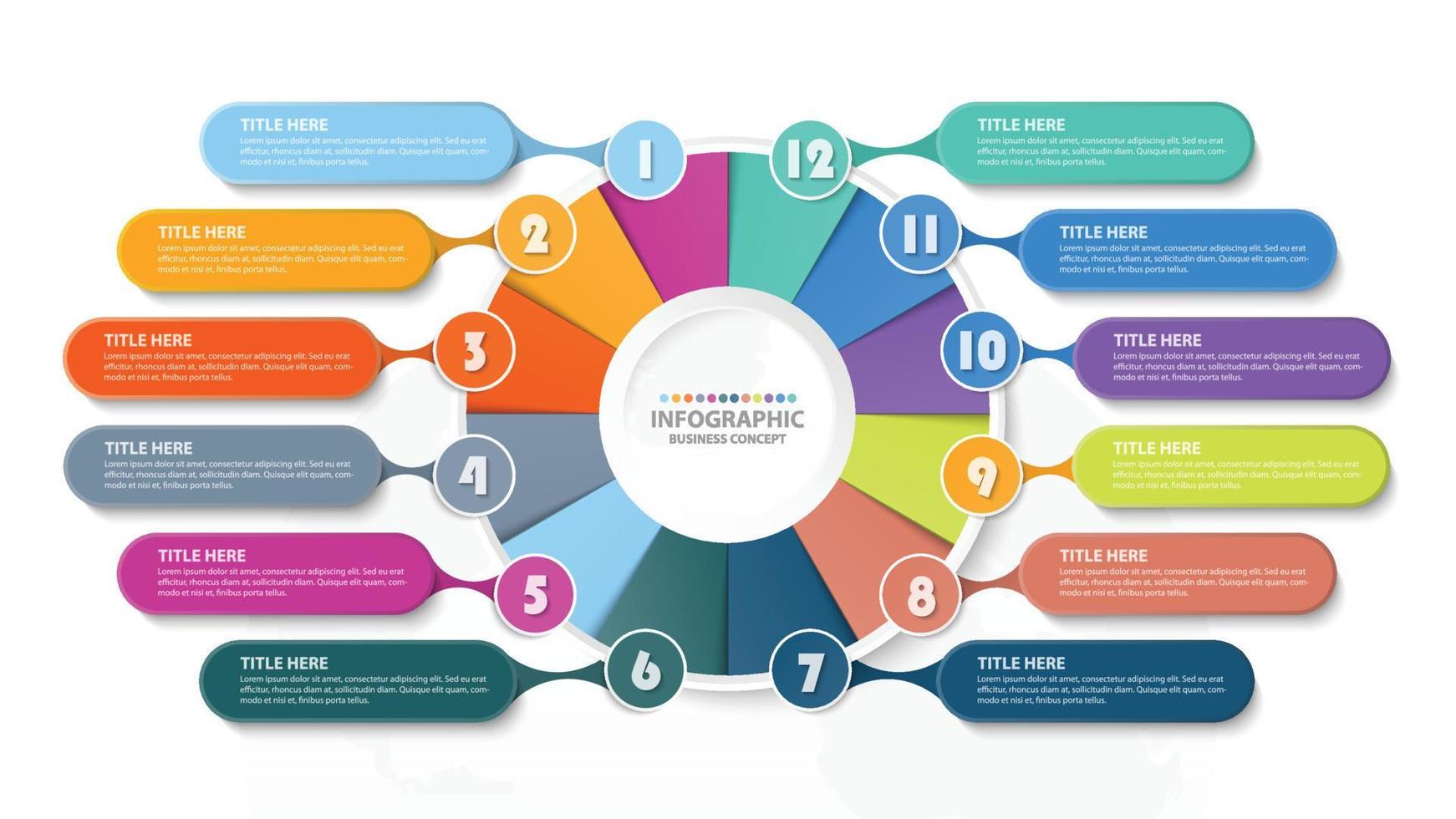 Infografik mit 12 Schritten, Prozess oder Optionen. vektor