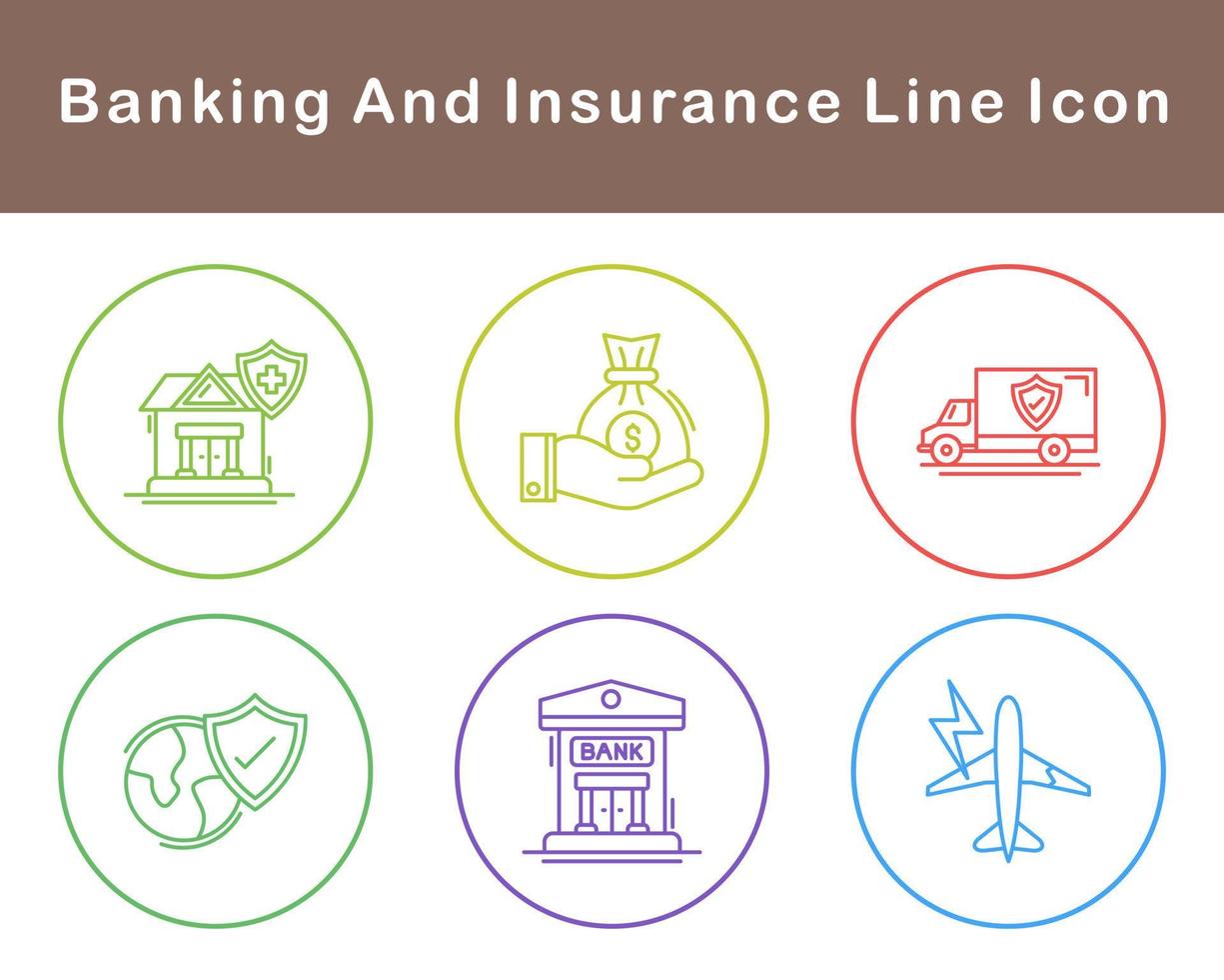 bank och skydd vektor ikon uppsättning