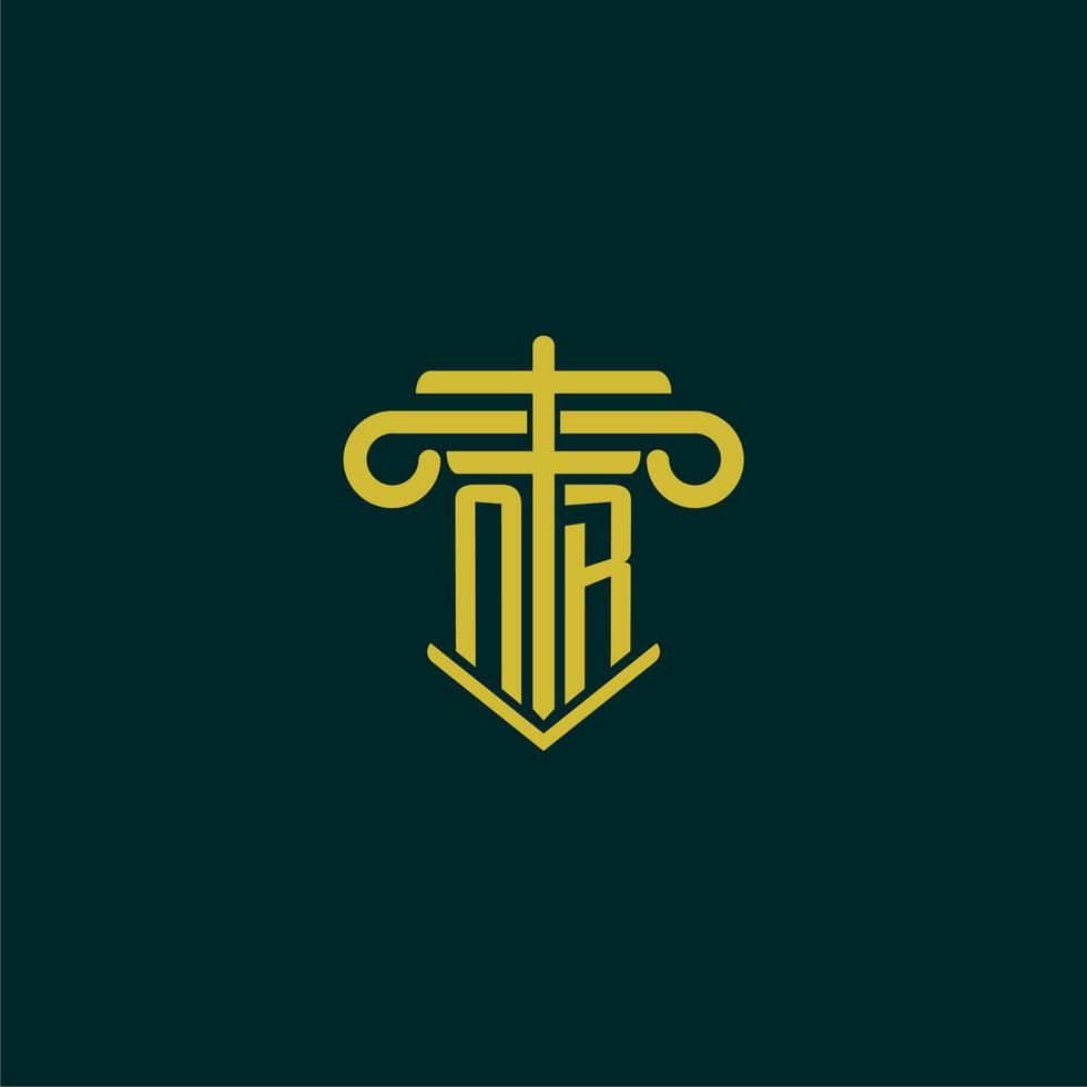 nr Initiale Monogramm Logo Design zum Gesetz Feste mit Säule Vektor Bild