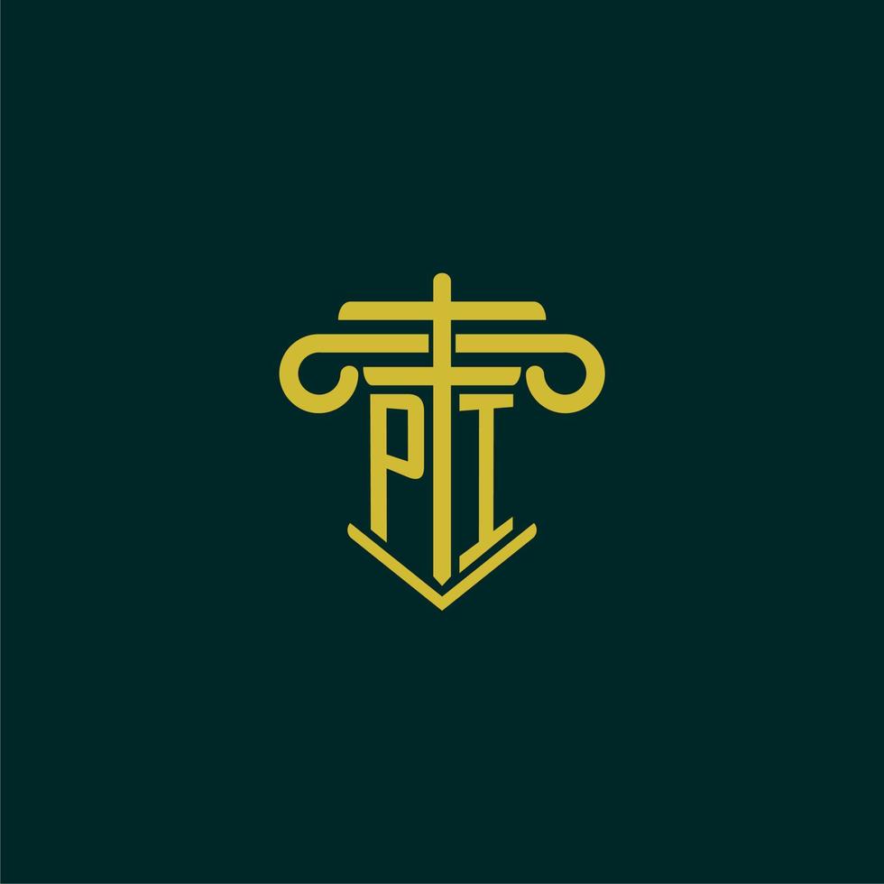 Pi Initiale Monogramm Logo Design zum Gesetz Feste mit Säule Vektor Bild