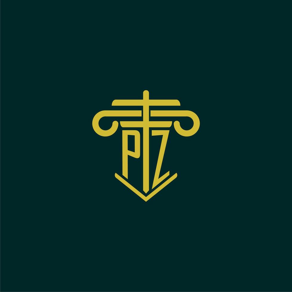 pz första monogram logotyp design för lag fast med pelare vektor bild