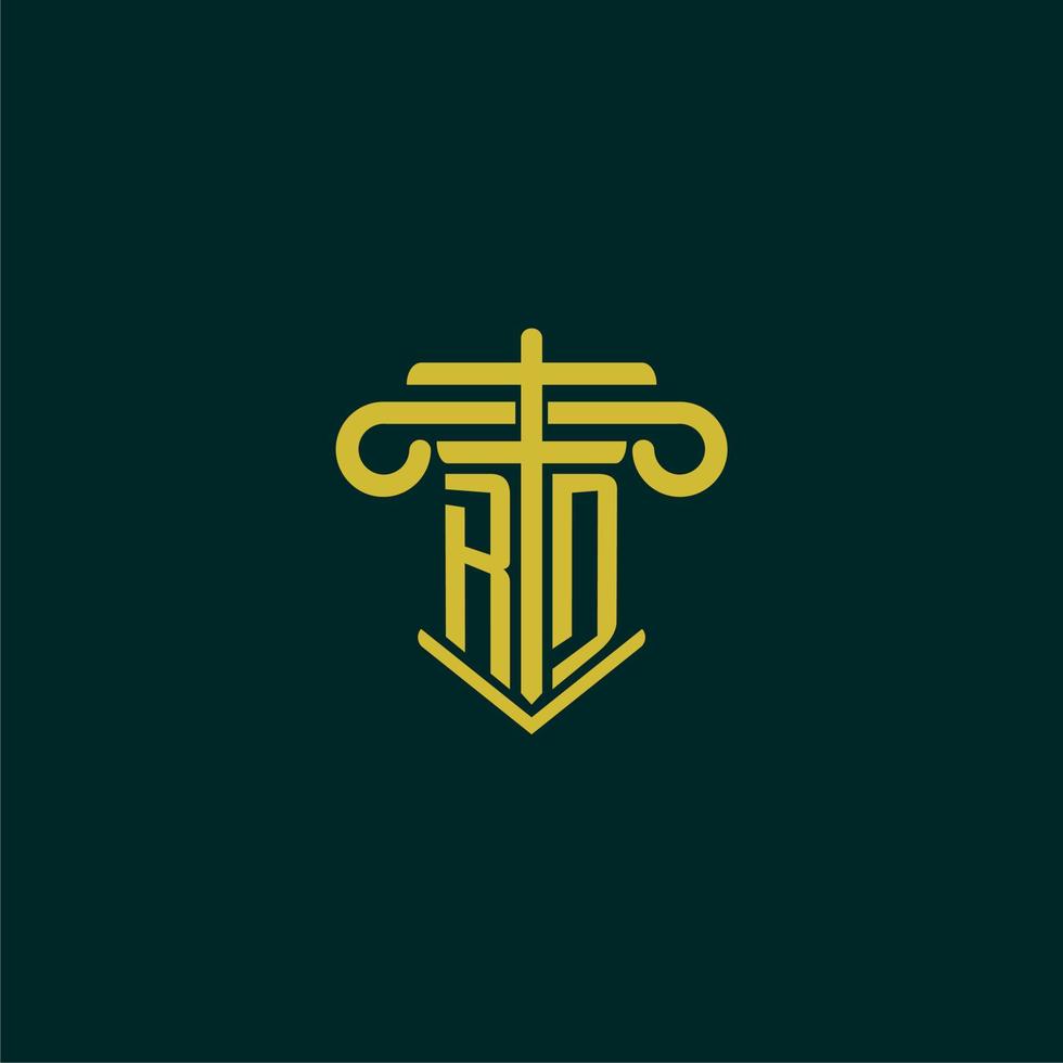rd Initiale Monogramm Logo Design zum Gesetz Feste mit Säule Vektor Bild