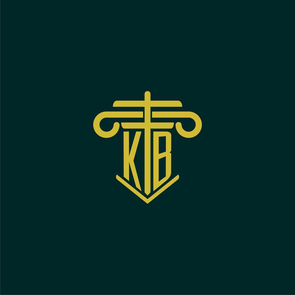 kb Initiale Monogramm Logo Design zum Gesetz Feste mit Säule Vektor Bild