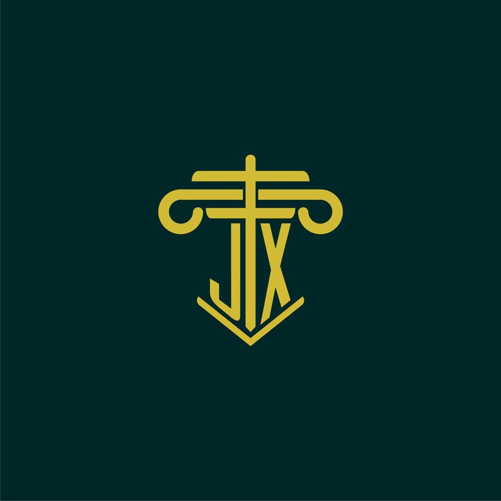 jx Initiale Monogramm Logo Design zum Gesetz Feste mit Säule Vektor Bild