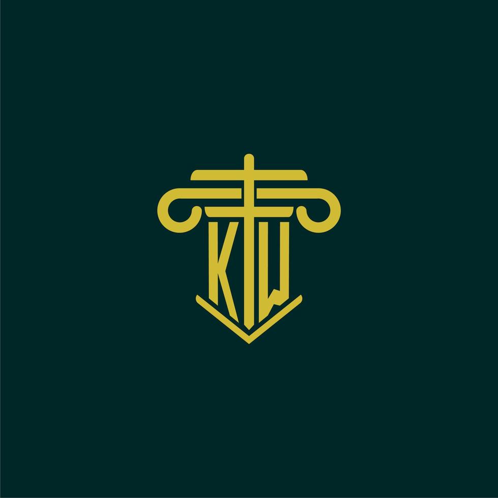 kw Initiale Monogramm Logo Design zum Gesetz Feste mit Säule Vektor Bild