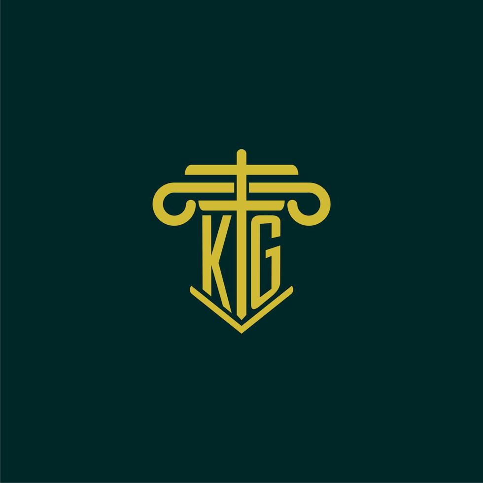 kg Initiale Monogramm Logo Design zum Gesetz Feste mit Säule Vektor Bild