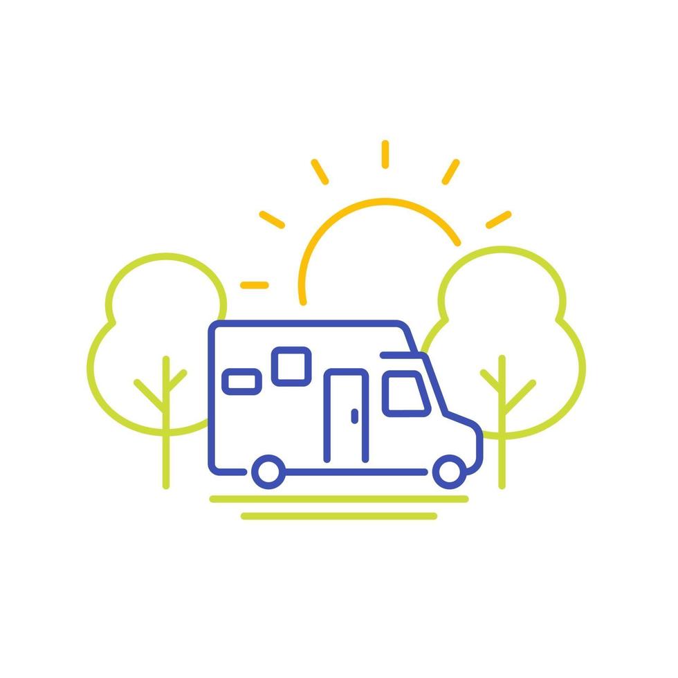 Camper Line Icon, Reise im Camping Van vektor