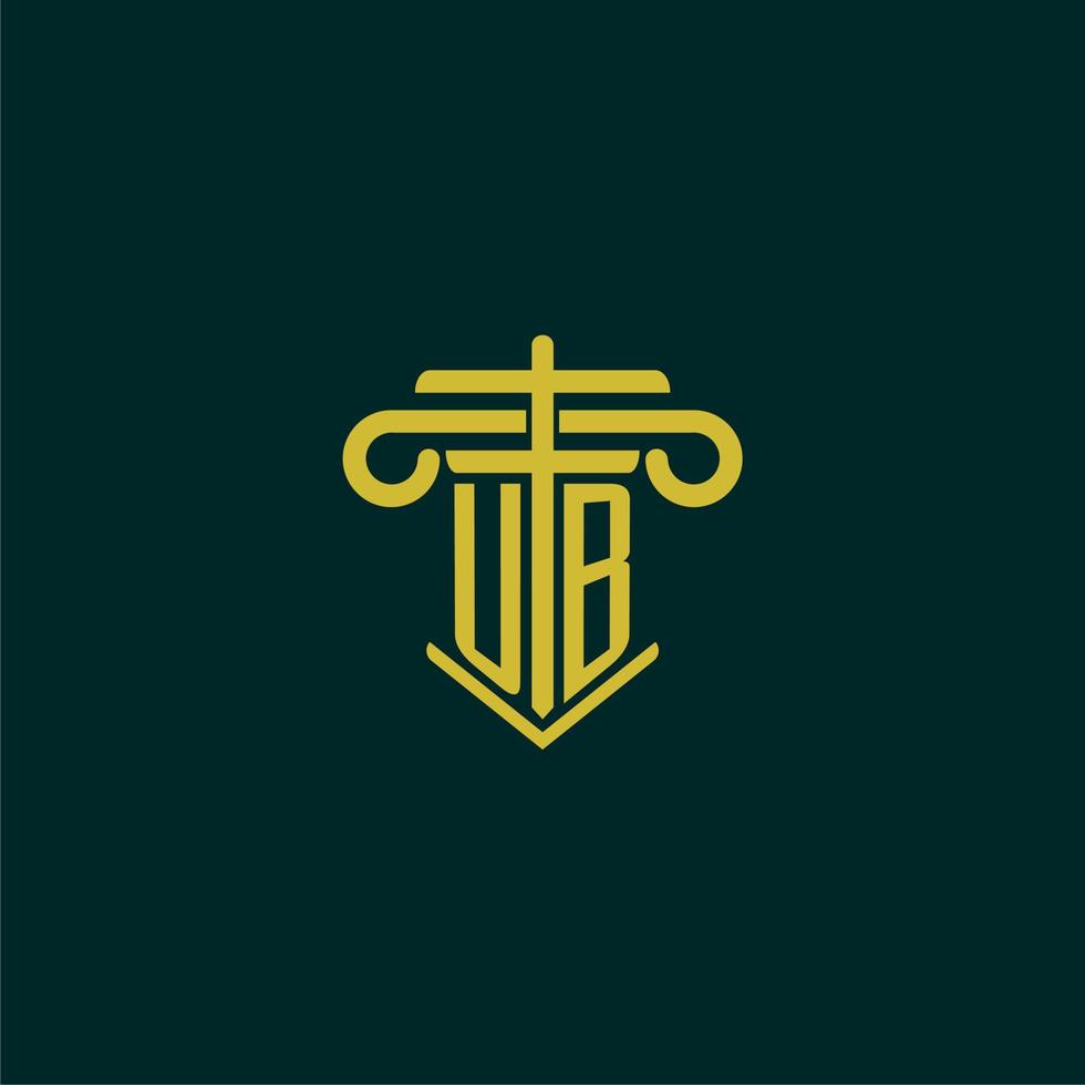 ub Initiale Monogramm Logo Design zum Gesetz Feste mit Säule Vektor Bild