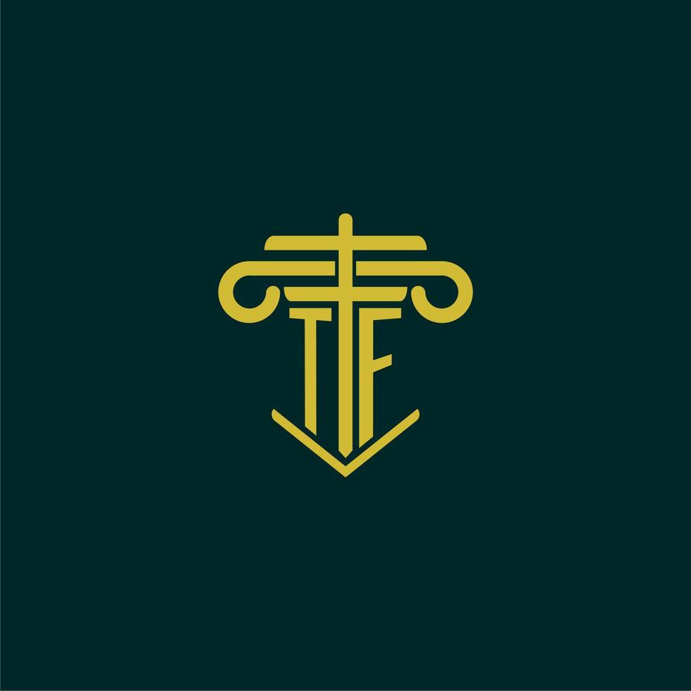 tf Initiale Monogramm Logo Design zum Gesetz Feste mit Säule Vektor Bild
