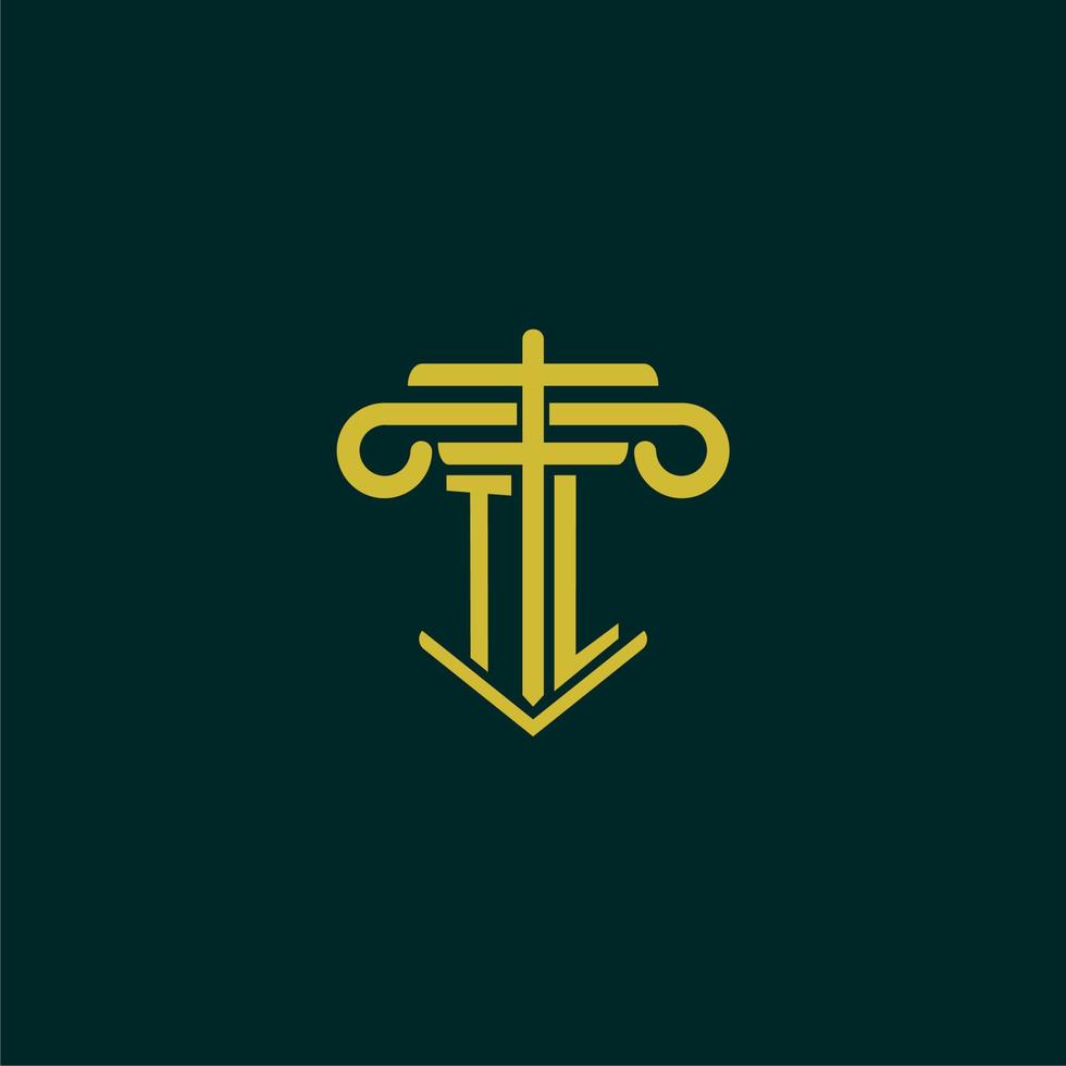 tl Initiale Monogramm Logo Design zum Gesetz Feste mit Säule Vektor Bild