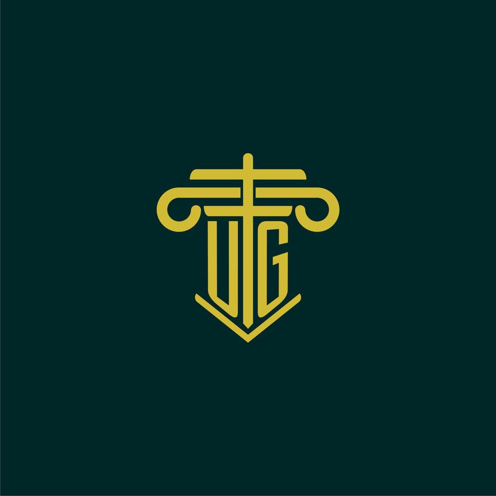 ug Initiale Monogramm Logo Design zum Gesetz Feste mit Säule Vektor Bild