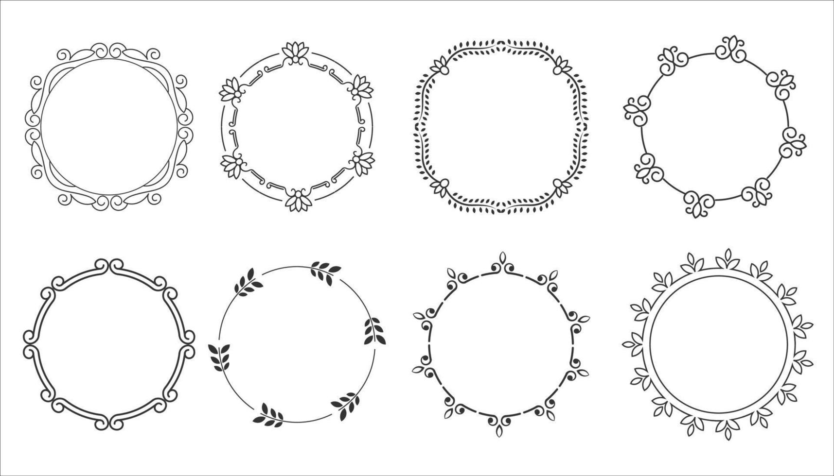 kalligrafi cirkel ramar, dekorativ ramar, frodas gränser. vektor