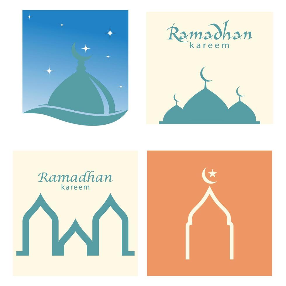 Ramadhan kareem affisch baner islamic tapet mousque logotyp ikon platt design vektor