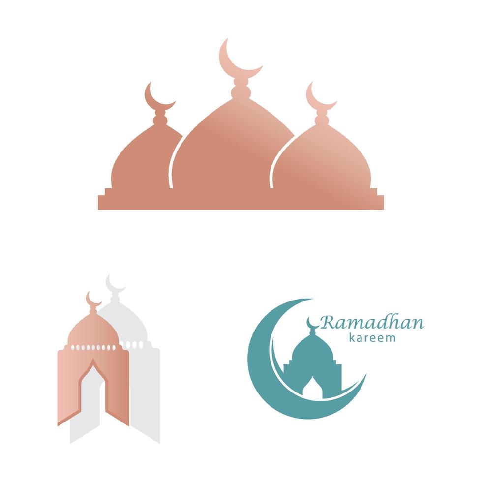 Ramadhan kareem Poster Banner islamisch Hintergrund Mousque Logo Symbol eben Design Vektor