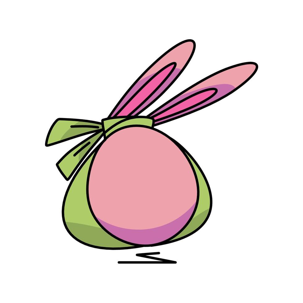 påsk ägg är rosa och liknar en kanin platt vektor illustration.