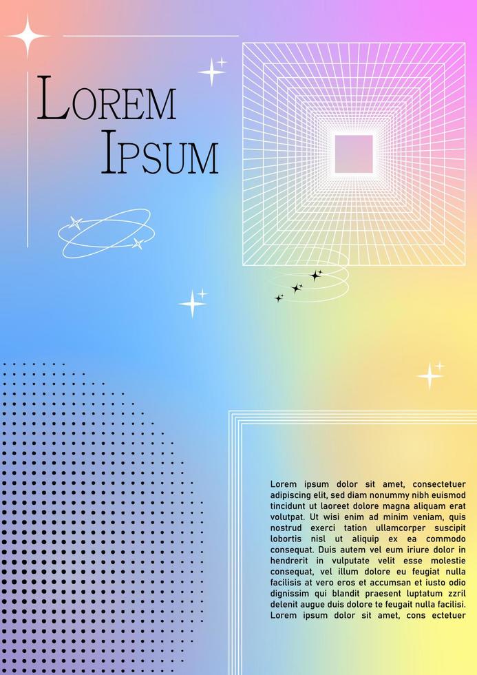 modern suddig lutning affisch i trendig 90-talet, 00-talet psychedelic stil med geometrisk former. y2k estetisk. affisch mall för social media inlägg, digital marknadsföring, försäljning befordran. vektor