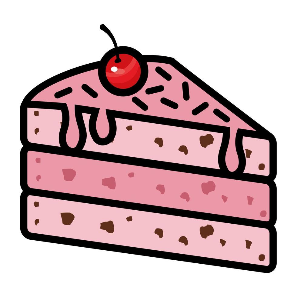 Illustration Vektor Grafik von Scheibe Kuchen, Geburtstag Kuchen, Dessert Süss Symbol