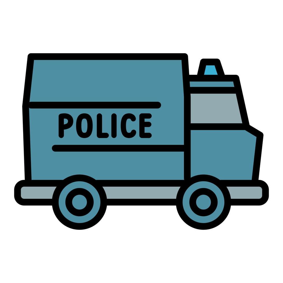 polis lastbil ikon översikt vektor. radio säkerhet vektor