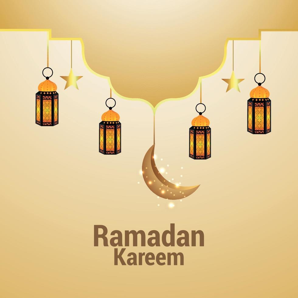 kreativ design av glad ramadan eller eid mubarak med platt lampa vektor