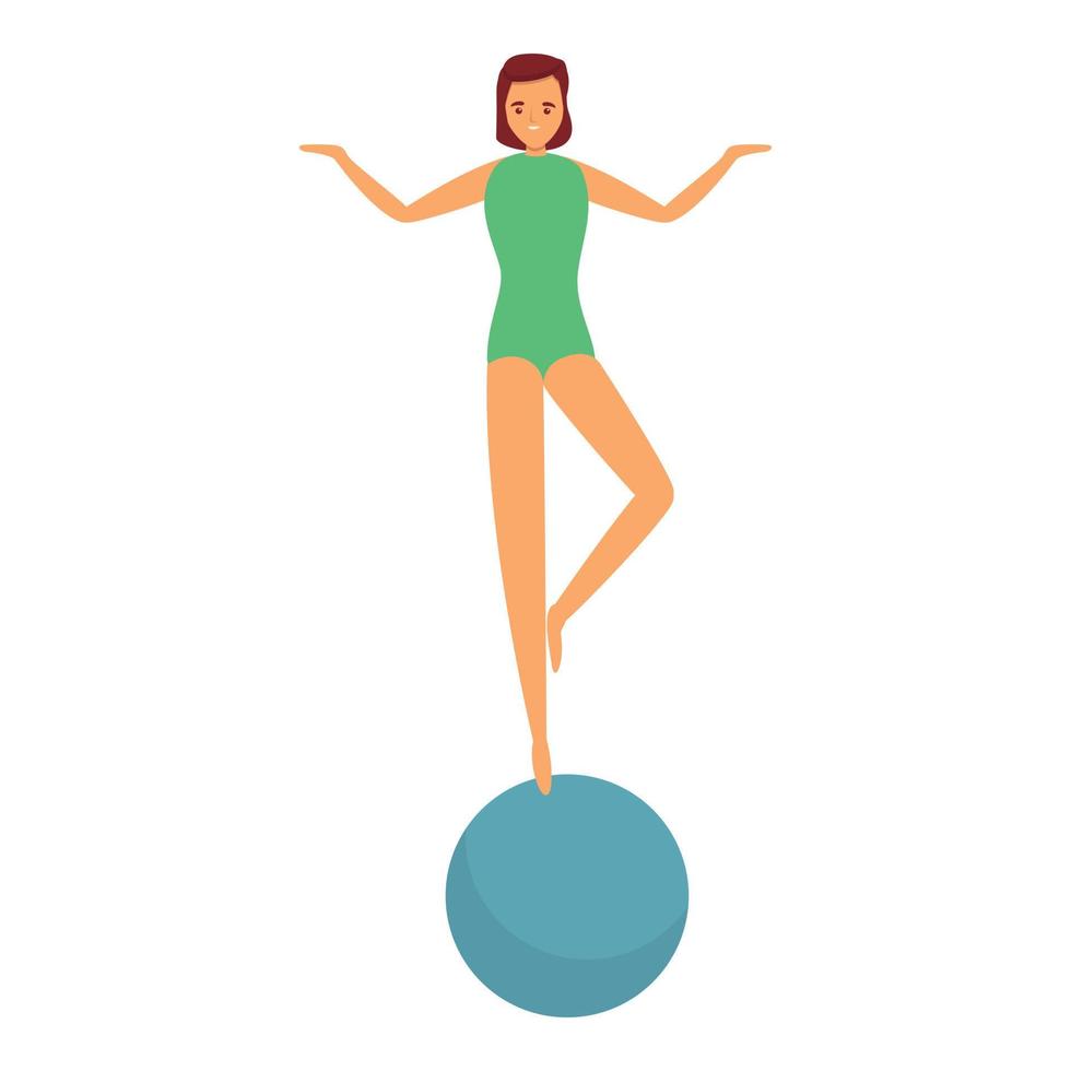 akrobat på boll ikon tecknad serie vektor. cirkus artist vektor