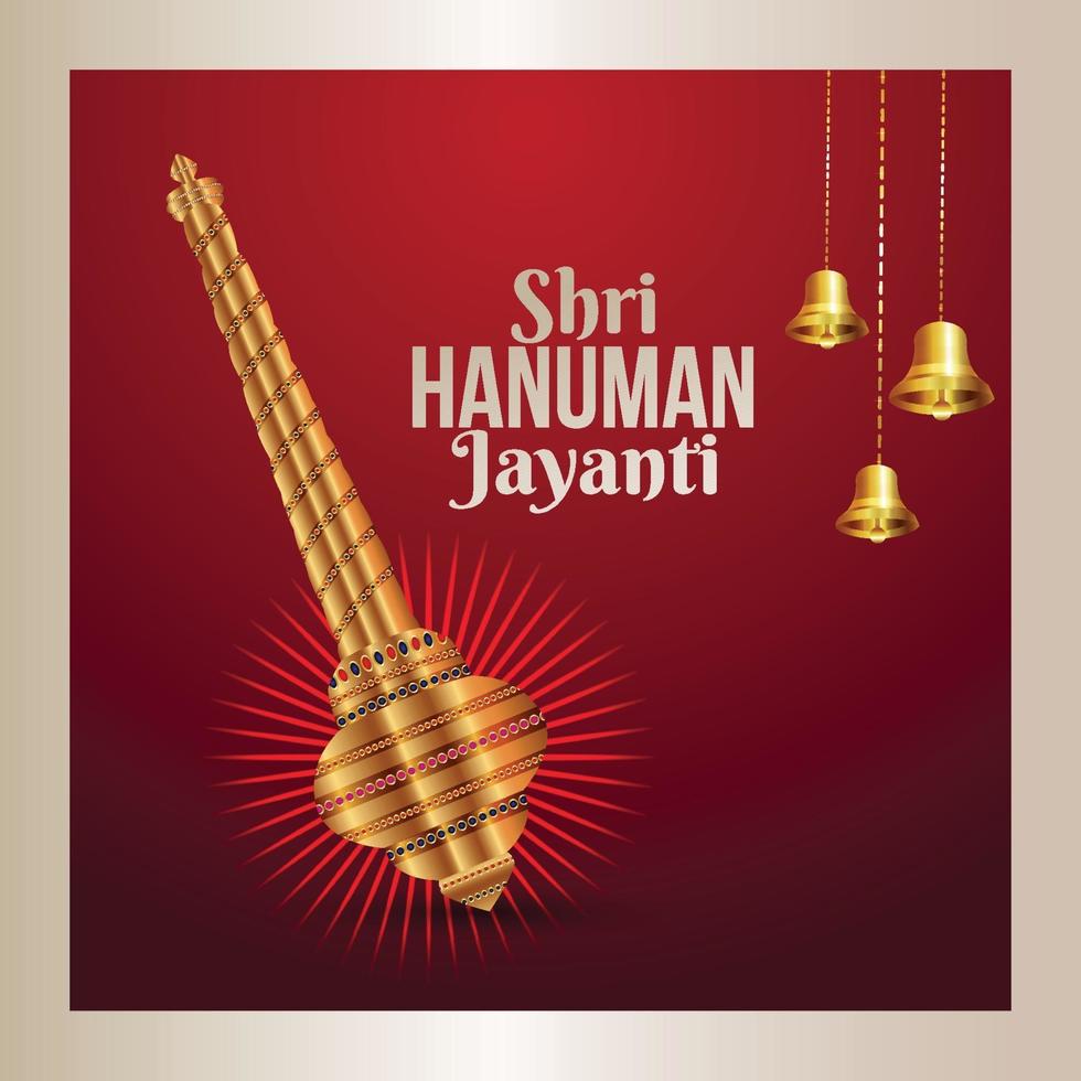 Shri Hanuman Jayanti Feier Hintergrund mit goldener Waffe von Hanuman vektor