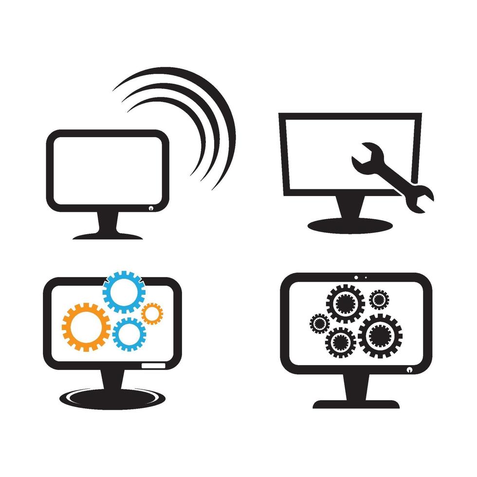 Monitor Computer Service Logo Bilder Abbildung vektor