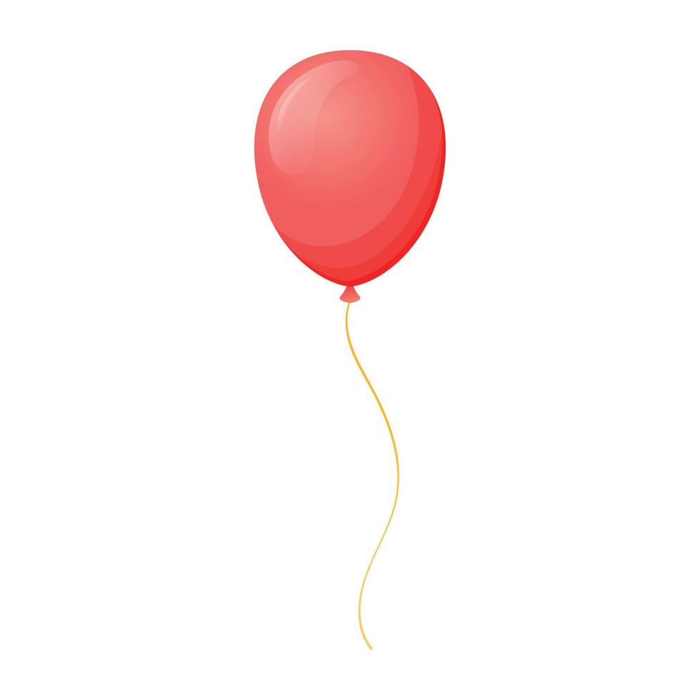 röd ballong på en rep. vektor tecknad serie isolerat illustration.