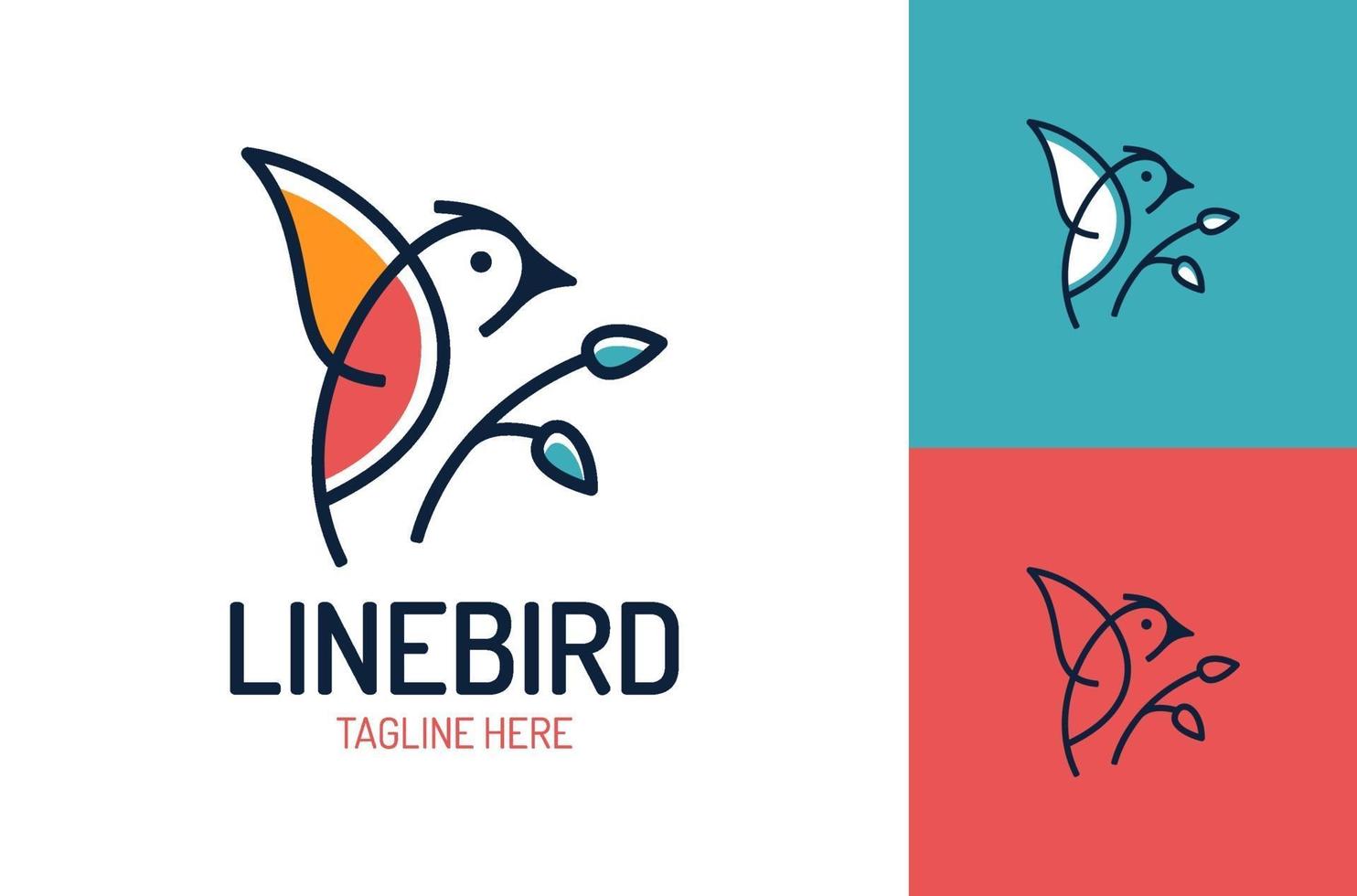 fågel logotyp vektor designmall i isolerad vit bakgrund. fågelblad logo vektor ikon mall linje konst disposition