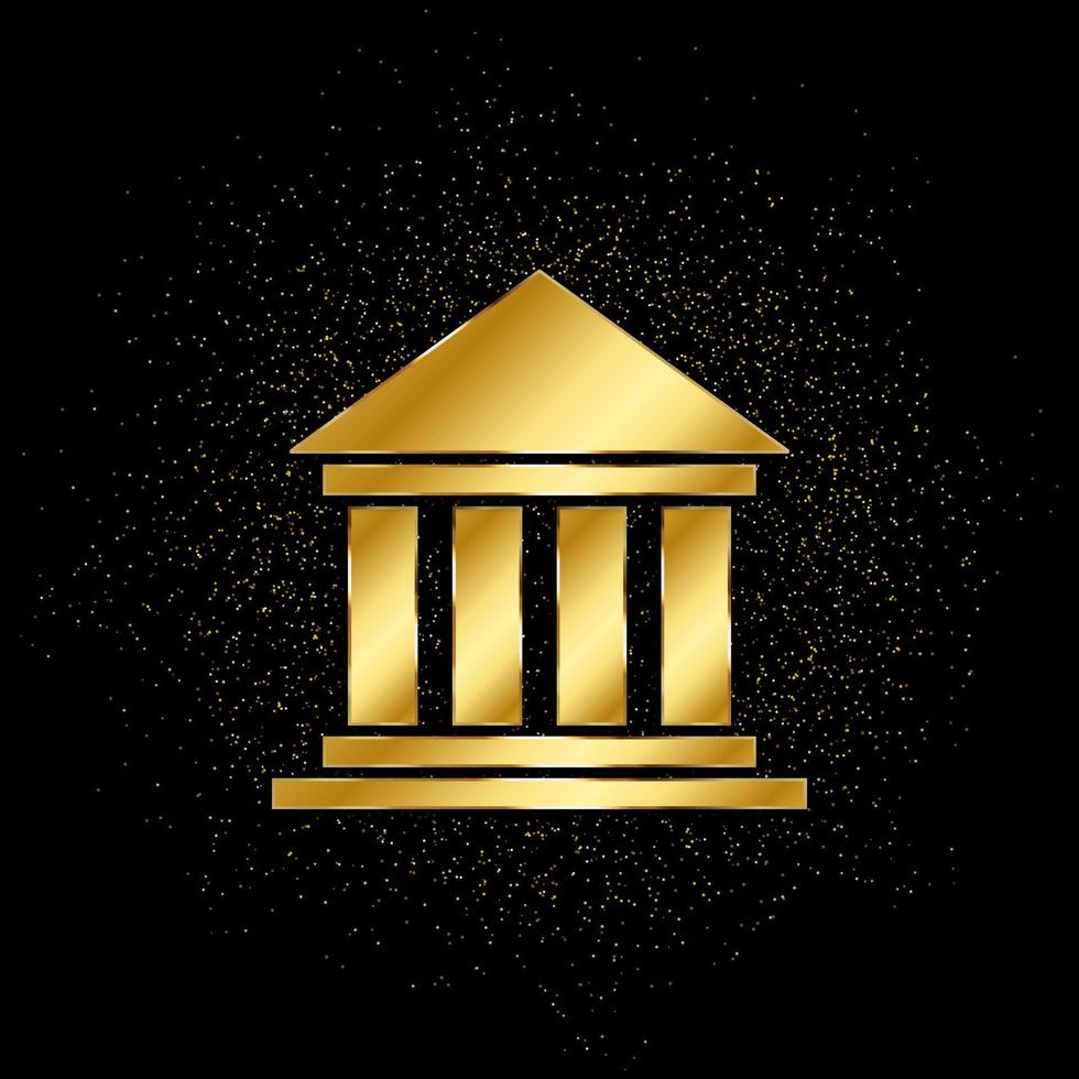 Museum Gold, Symbol. Vektor Illustration von golden Partikel auf Gold Vektor Hintergrund