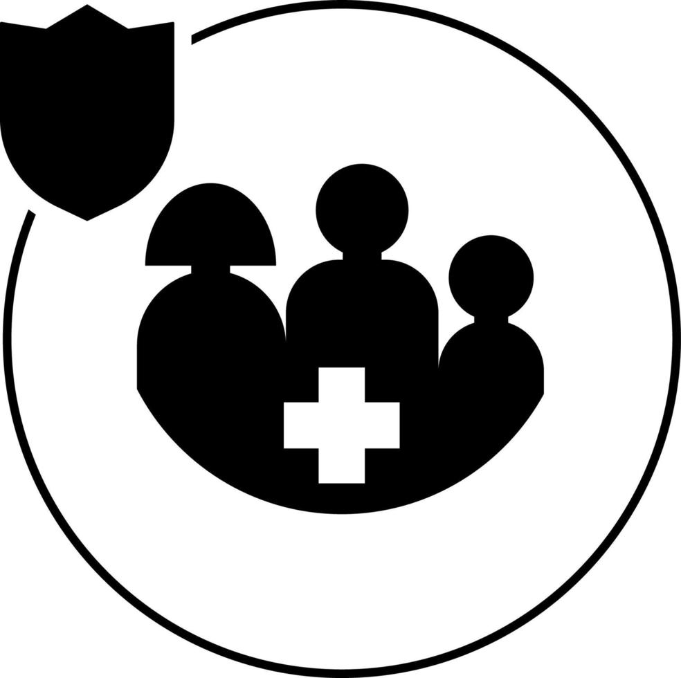 familj, försäkring, hälsa ikon illustration isolerat vektor tecken symbol - försäkring ikon vektor svart - vektor på vit bakgrund