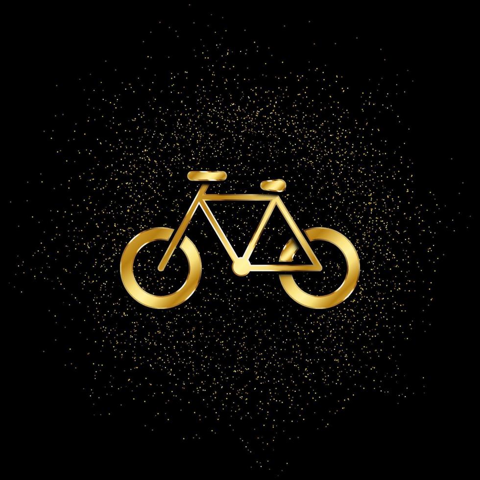 Fahrrad Gold, Symbol. Vektor Illustration von golden Partikel auf Gold Vektor Hintergrund