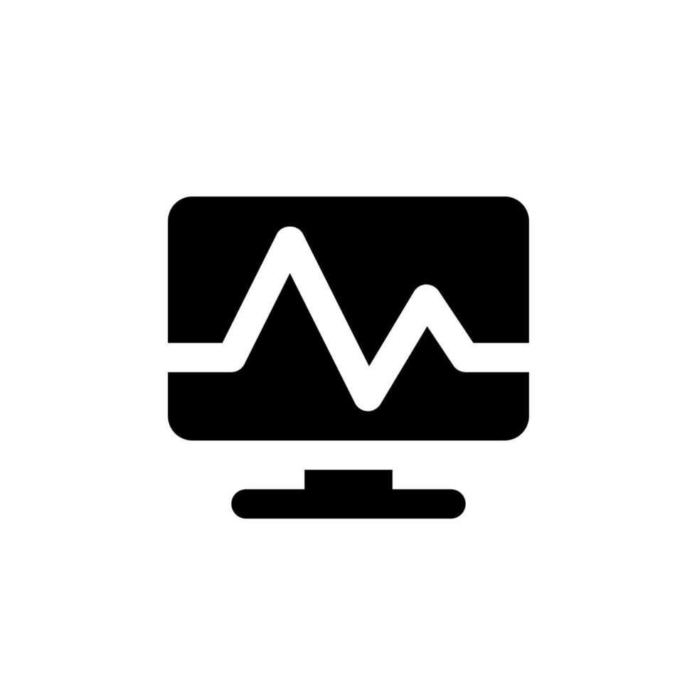 medizinisch Software schwarz Glyphe ui Symbol. Computer Programm. Gesundheitswesen Technologien. Benutzer Schnittstelle Design. Silhouette Symbol auf Weiß Raum. solide Piktogramm zum Netz, Handy, Mobiltelefon. isoliert Vektor Illustration