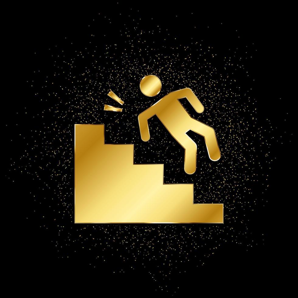 olycka, falla. försäkring guld, ikon. vektor illustration av gyllene partikel bakgrund . vektor guld bakgrund