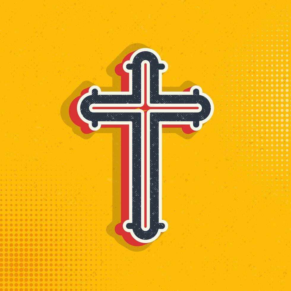 katholisch Kreuz Pop Kunst Stil Vektor Symbol Illustration Vektor, können Sein benutzt zum Netz und Design. Vektor Pop Kunst Stil Vektor Symbol