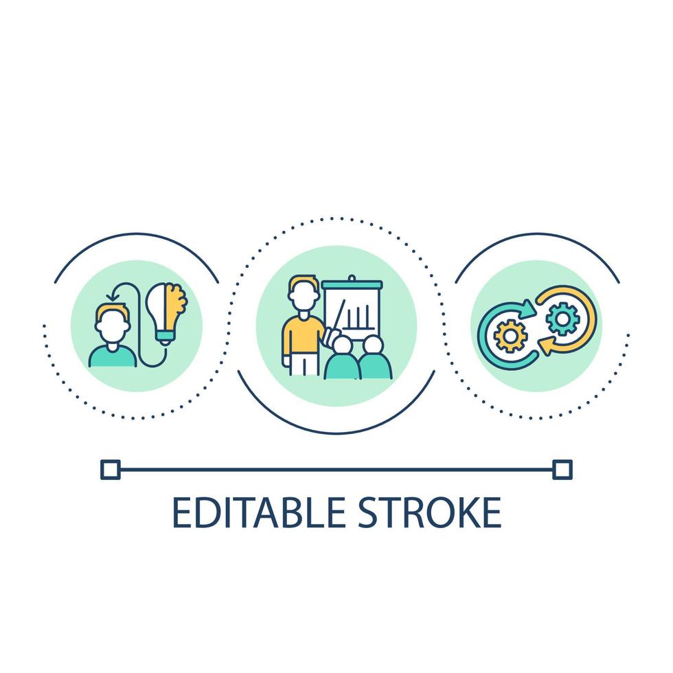 lehrergeführt Lernen Möglichkeit Schleife Konzept Symbol. Ausbildung Kurs mit höchst trainiert Lehrer abstrakt Idee dünn Linie Illustration. isoliert Gliederung Zeichnung. editierbar Schlaganfall vektor