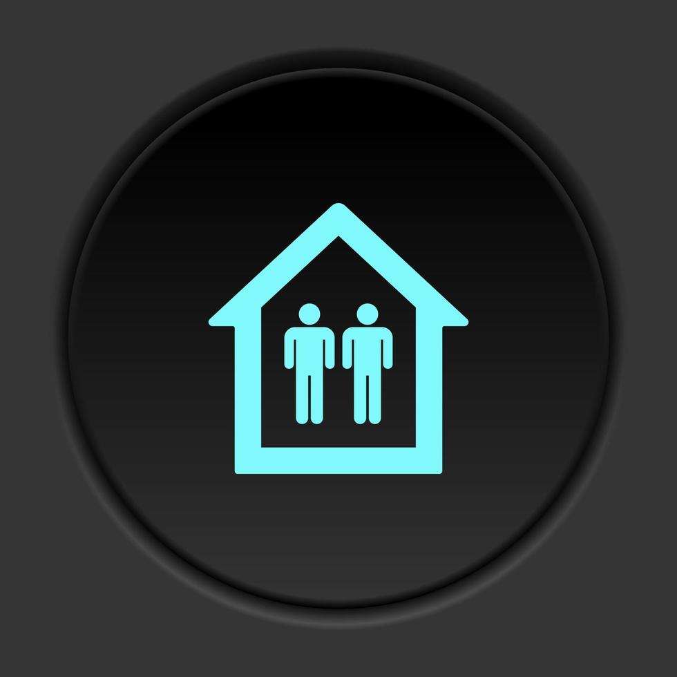 runda knapp ikon mannens i en hus. knapp baner runda bricka gränssnitt för Ansökan illustration på mörk bakgrund vektor