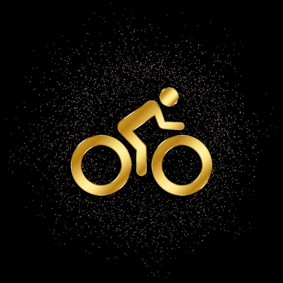 Fahrrad, Mann Gold, Symbol. Vektor Illustration von golden Partikel auf Gold Vektor Hintergrund