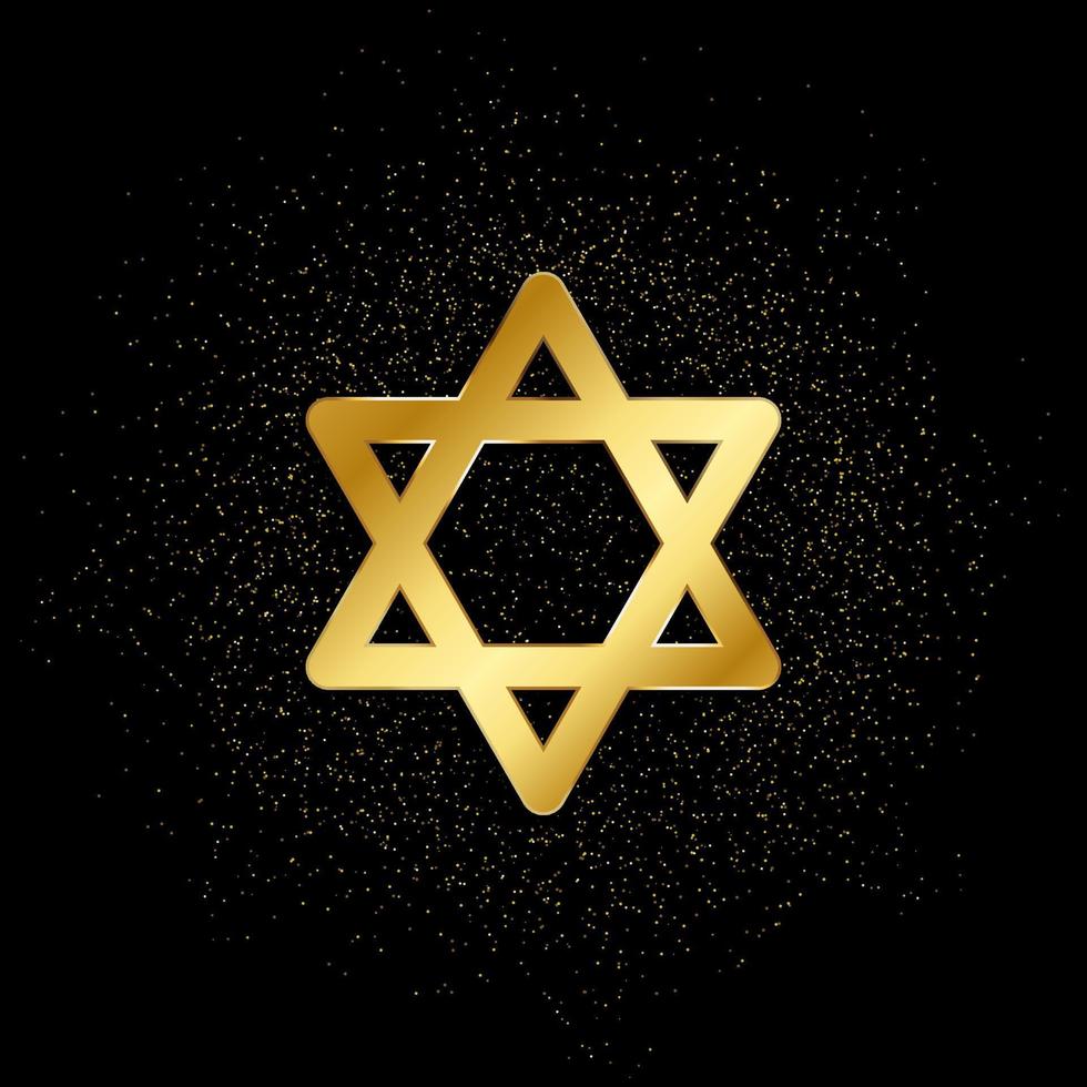 Israel stjärna av David guld, ikon. vektor illustration av gyllene partikel på guld vektor bakgrund