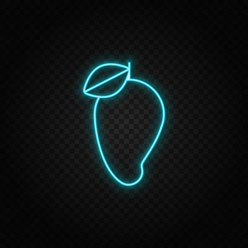 Mango Neon- Symbol. Blau und Gelb Neon- Vektor Symbol. transparent Hintergrund