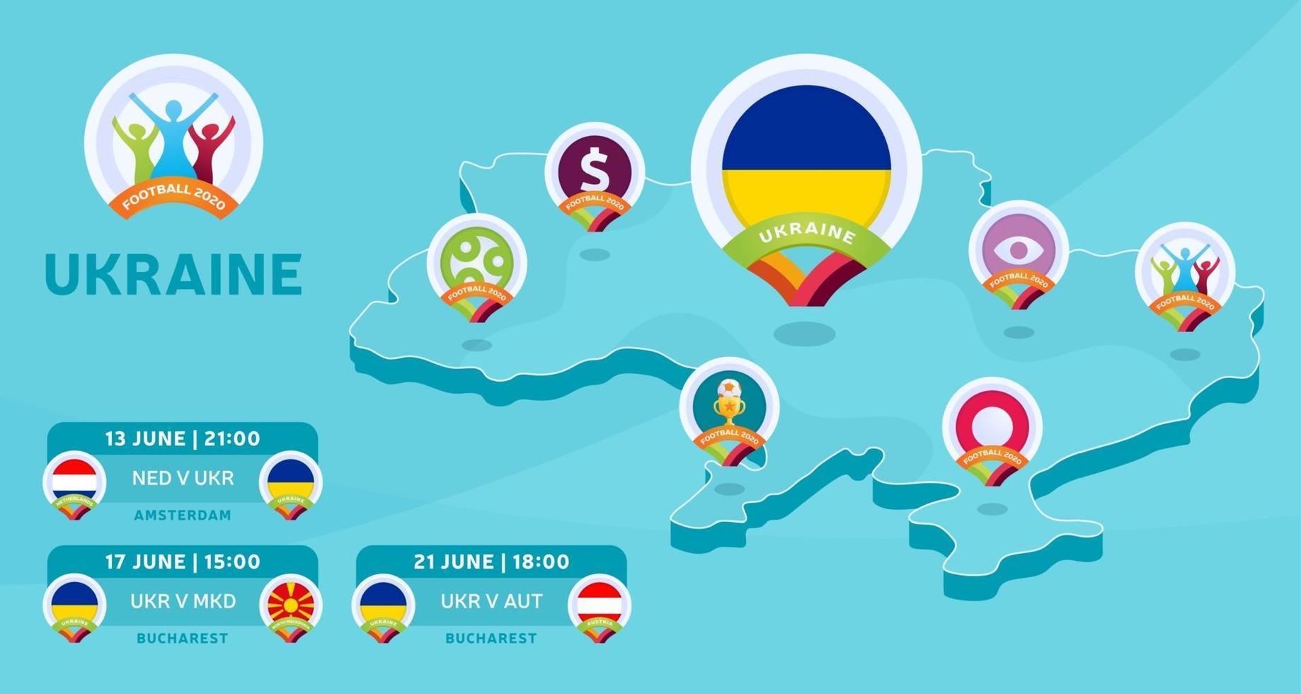 ukrainische isometrische Karte Fußball 2020 vektor