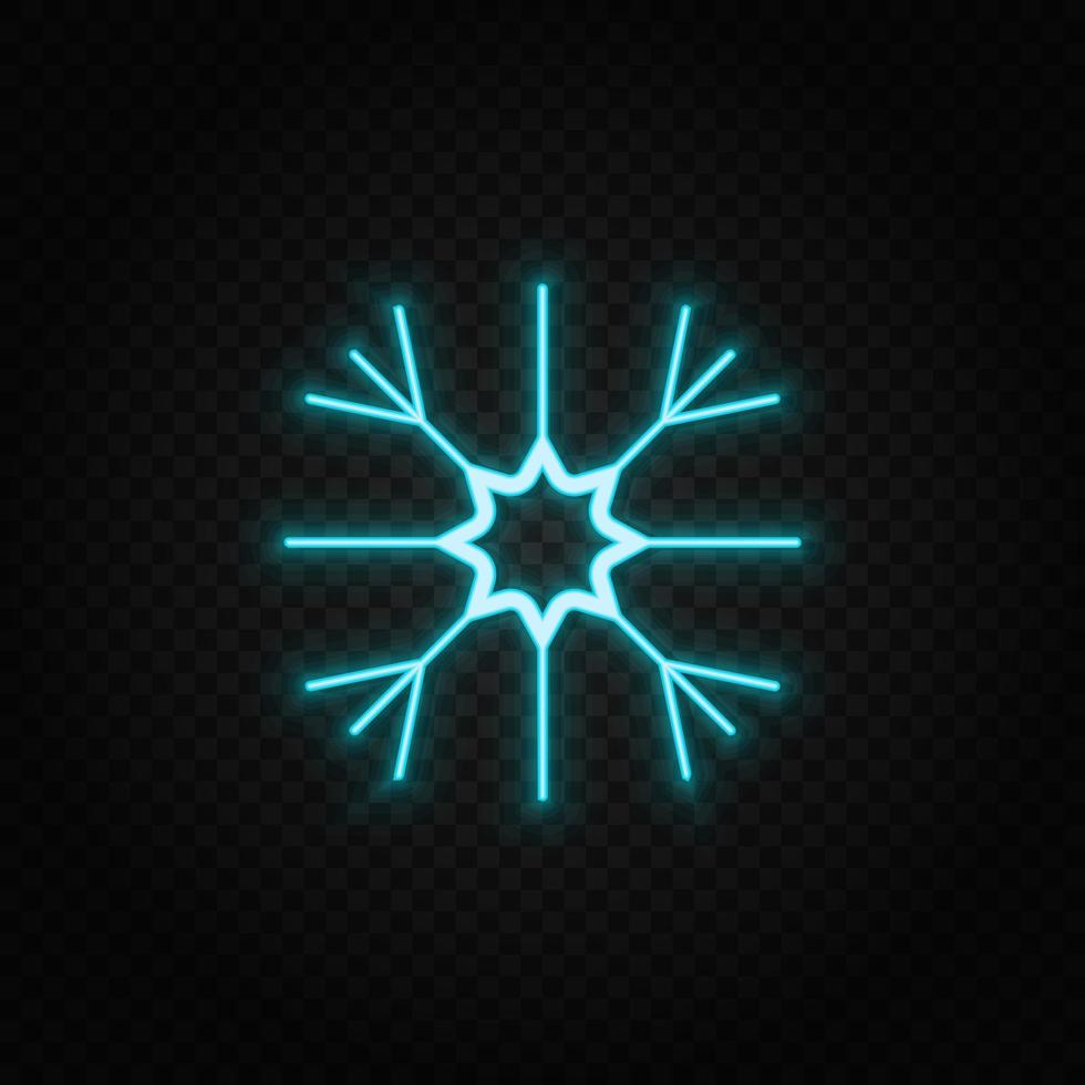 Schnee. Blau und Gelb Neon- Vektor Symbol. transparent Hintergrund.