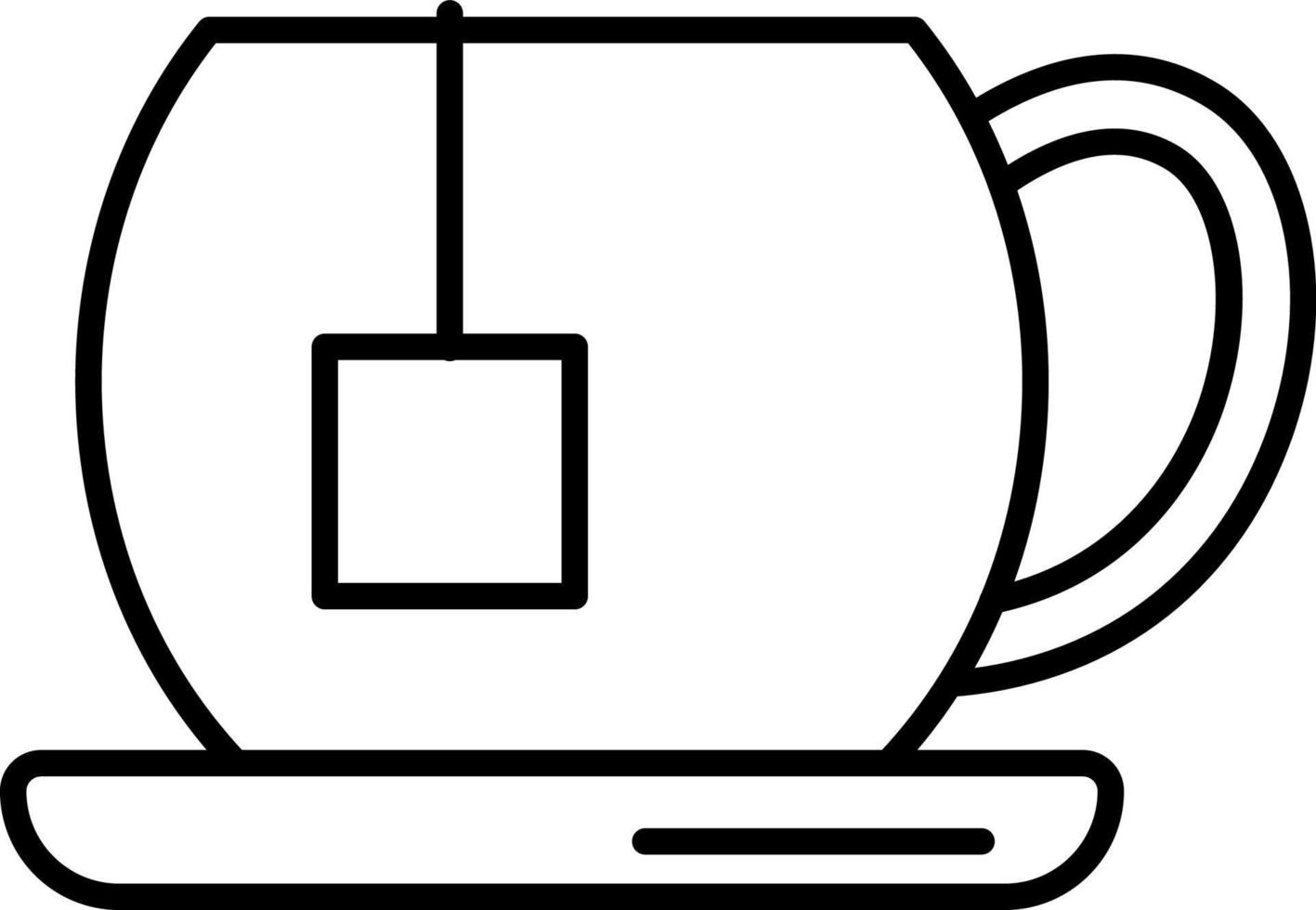 Tee Tasse mit Tee Tasche Linie Symbol, Gliederung Vektor Zeichen, linear Stil Piktogramm isoliert auf Weiß. Symbol, Logo Illustration. editierbar Schlaganfall.