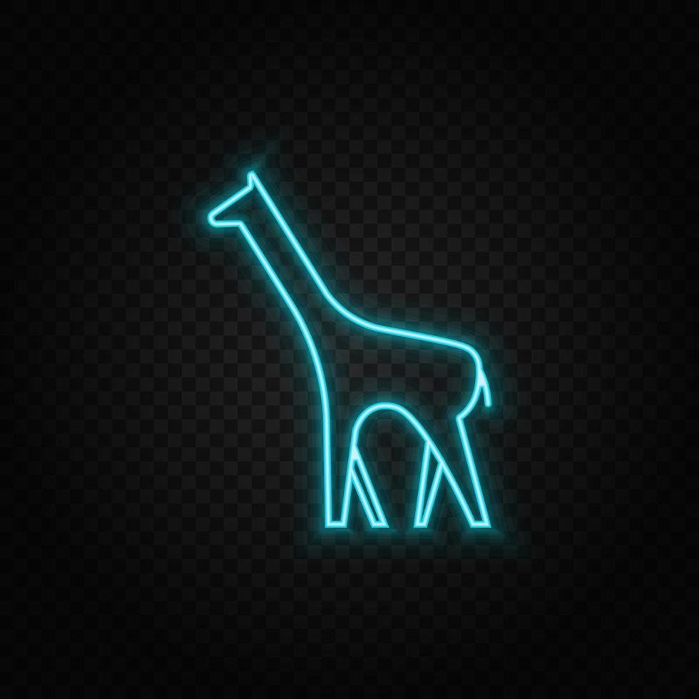 Giraffe. Blau und Gelb Neon- Vektor Symbol. transparent Hintergrund.