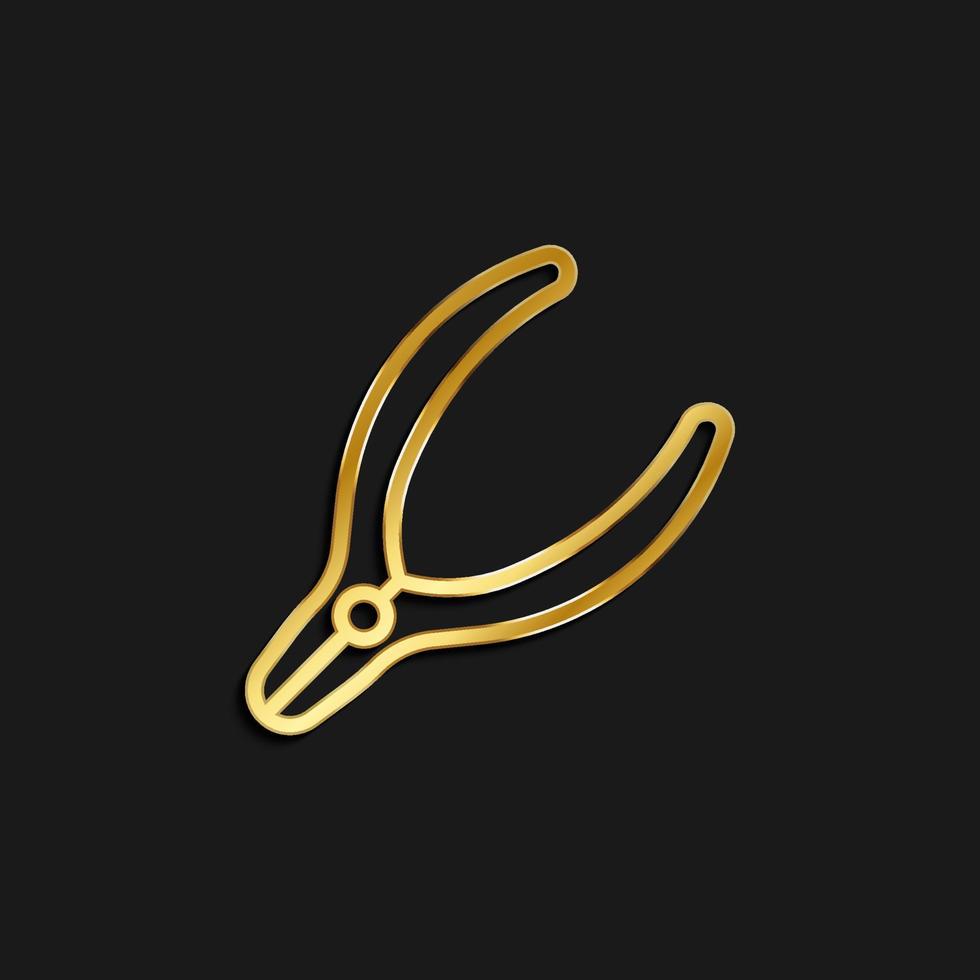 Zange, Werkzeug Gold Symbol. Vektor Illustration von golden dunkel Hintergrund .