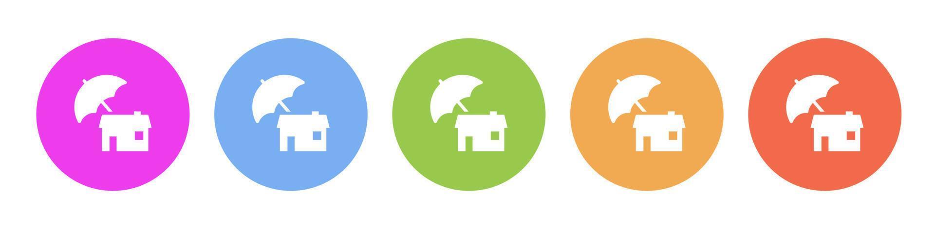 multi farbig eben Symbole auf runden Hintergründe. heim, Haus, Versicherung, Eigentum Mehrfarbig Kreis Vektor Symbol auf Weiß Hintergrund